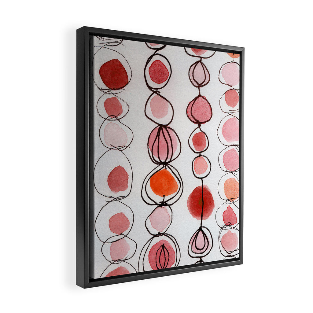strawberries and a clementine - abstract watercolor painting pattern Framed Canvas Print Gallery Image 2