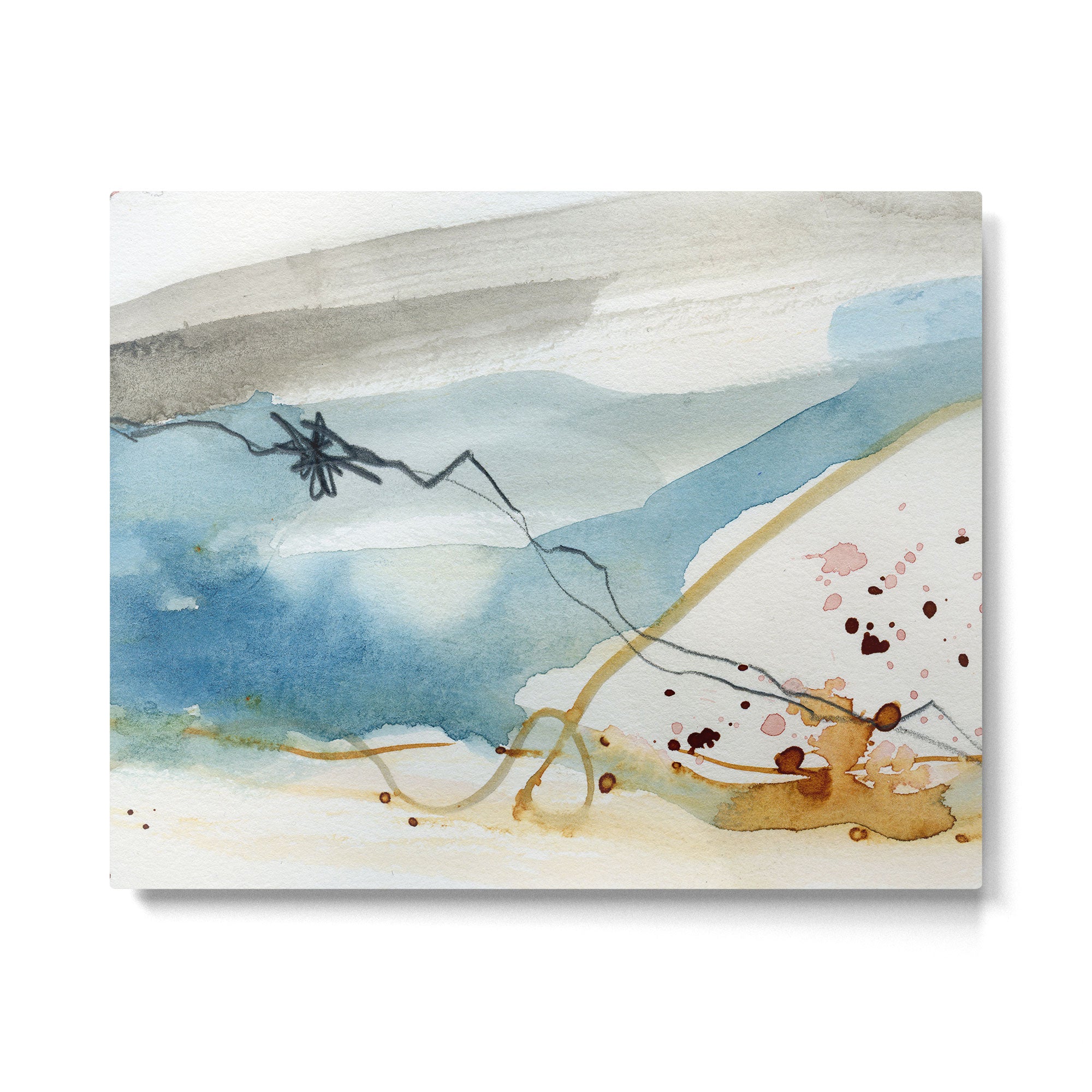 Summer Rain Storm - abstract watercolor painting ultramarine blue grey Metal Print Gallery Image 4