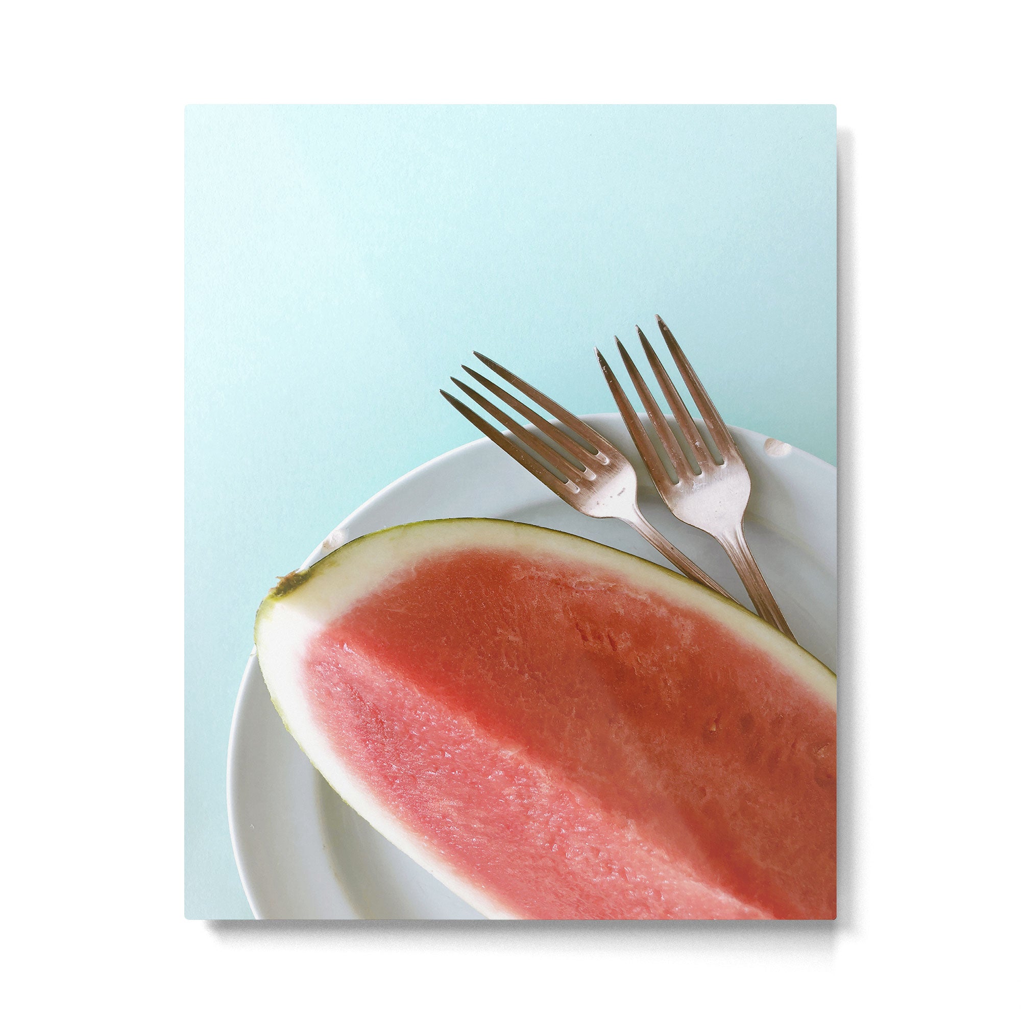 Summer Watermelon Wedge and Two Forks Metal Print Gallery Image 4