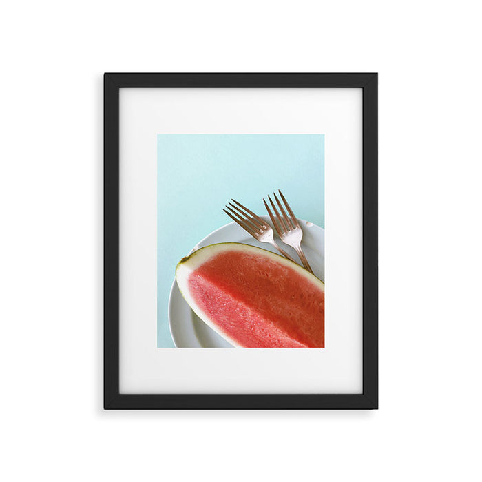 Summer Watermelon Wedge and Two Forks Framed Art Print Gallery Image 1