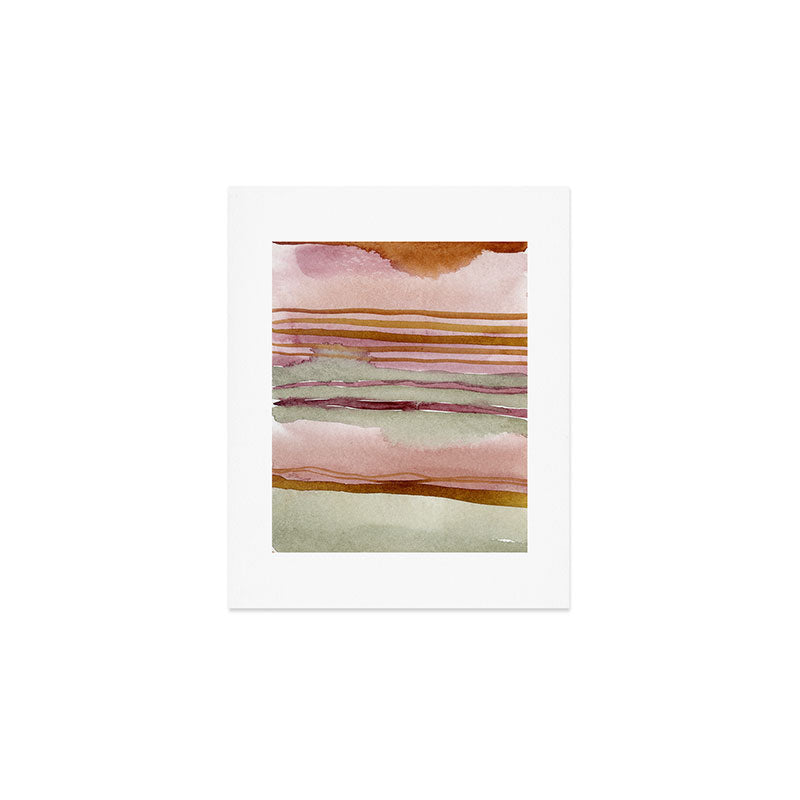 Sunset Beach Reflections x Modern Abstract Watercolor Art Print Gallery Image 1