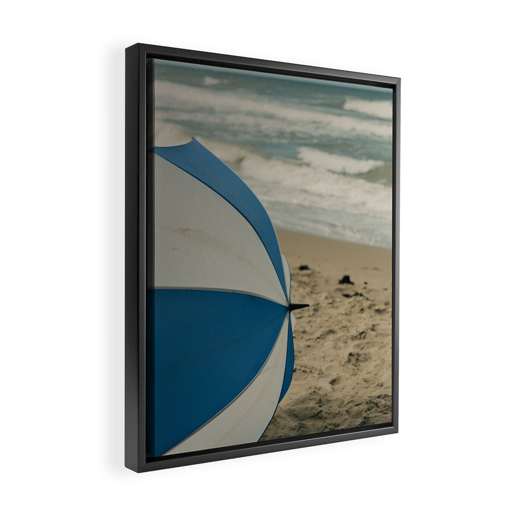 the beach umbrella - ocean sea travel photograph Framed Canvas Print Gallery Image 2