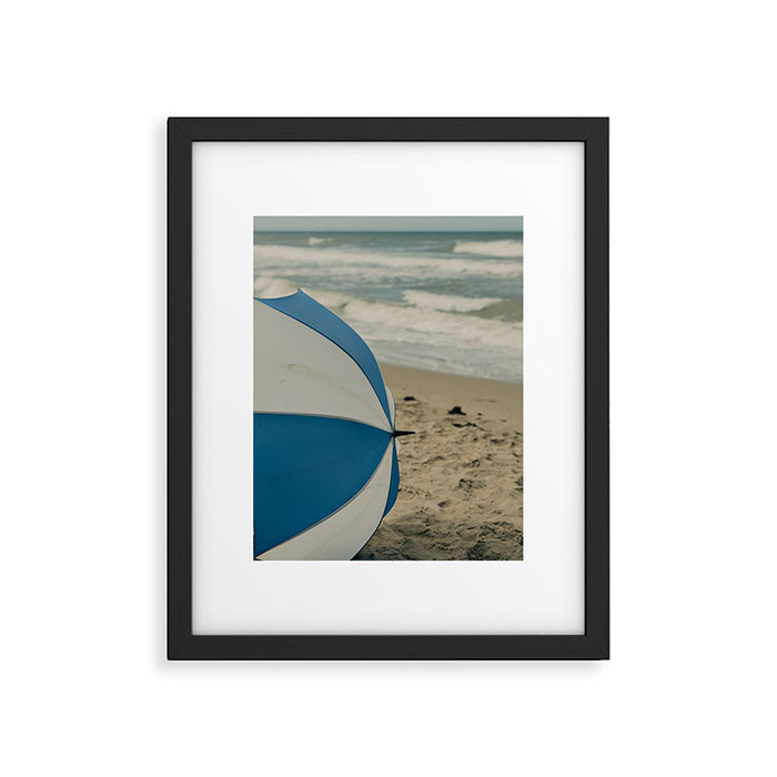 the beach umbrella - ocean sea travel photograph Framed Art Print Gallery Image 1