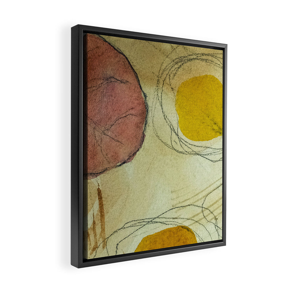 the sun rises and sets modern abstract mixed media painting Framed Canvas Print Gallery Image 2
