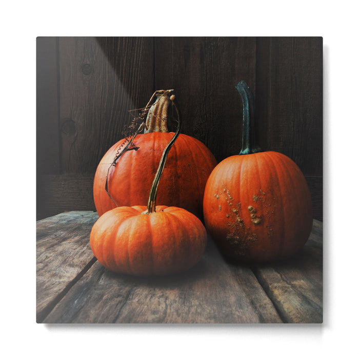 Three Pumpkins Metal Print Gallery Image 1