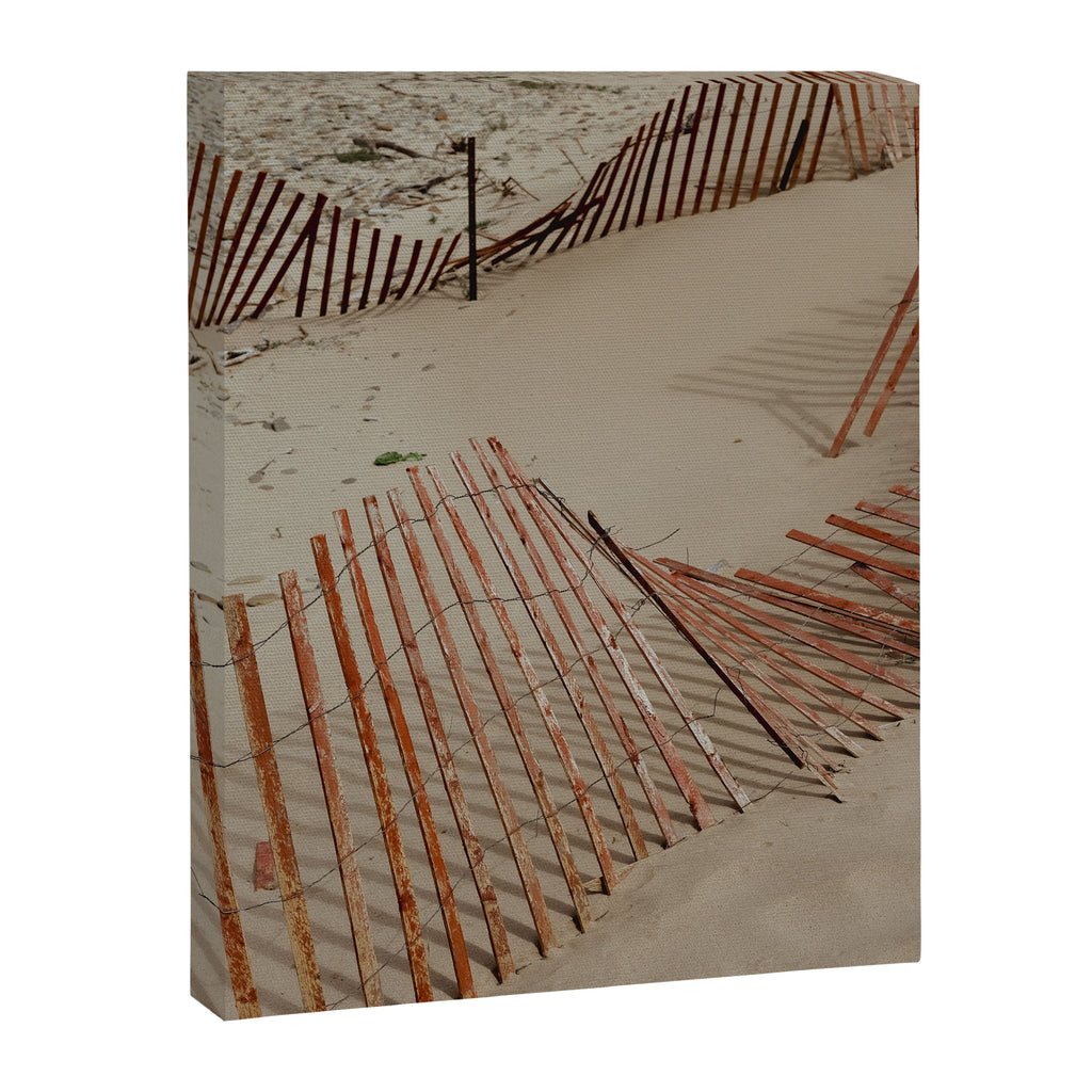 weathered red beach fence - sand coast travel photograph Canvas Print Gallery Image 6