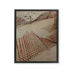 weathered red beach fence - sand coast travel photograph Framed Canvas Print Gallery Image 6