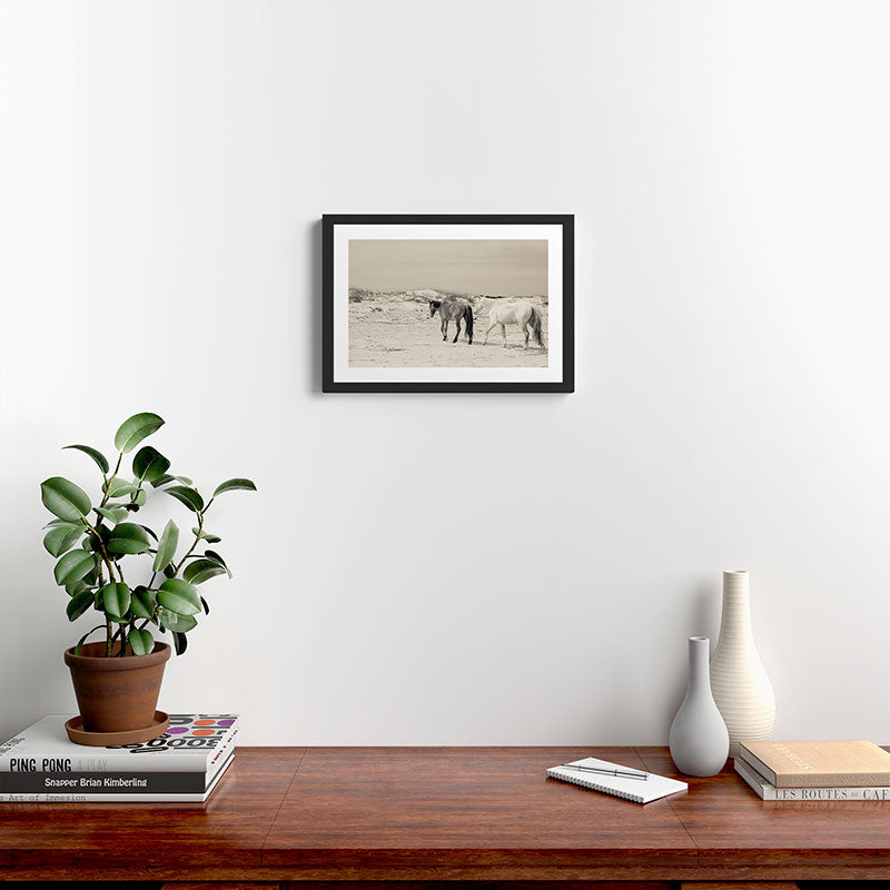 Wild Horses 6 - Black and White Framed Art Print Gallery Image 2
