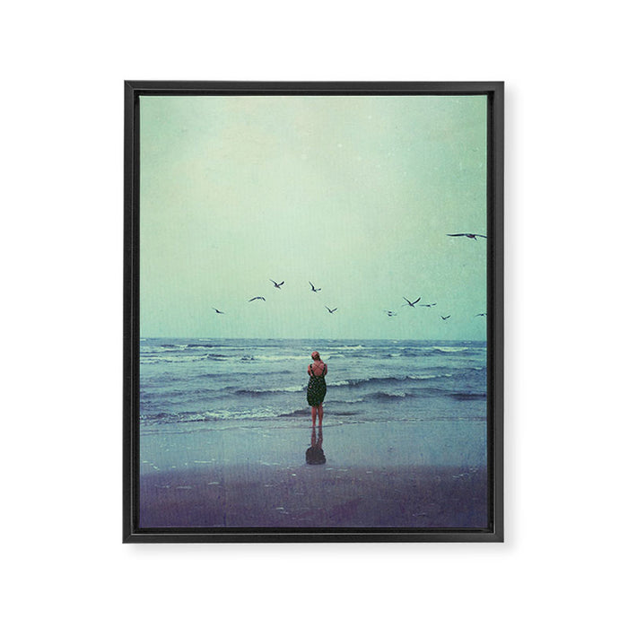 Woman on the Beach Framed Canvas Print Gallery Image 1