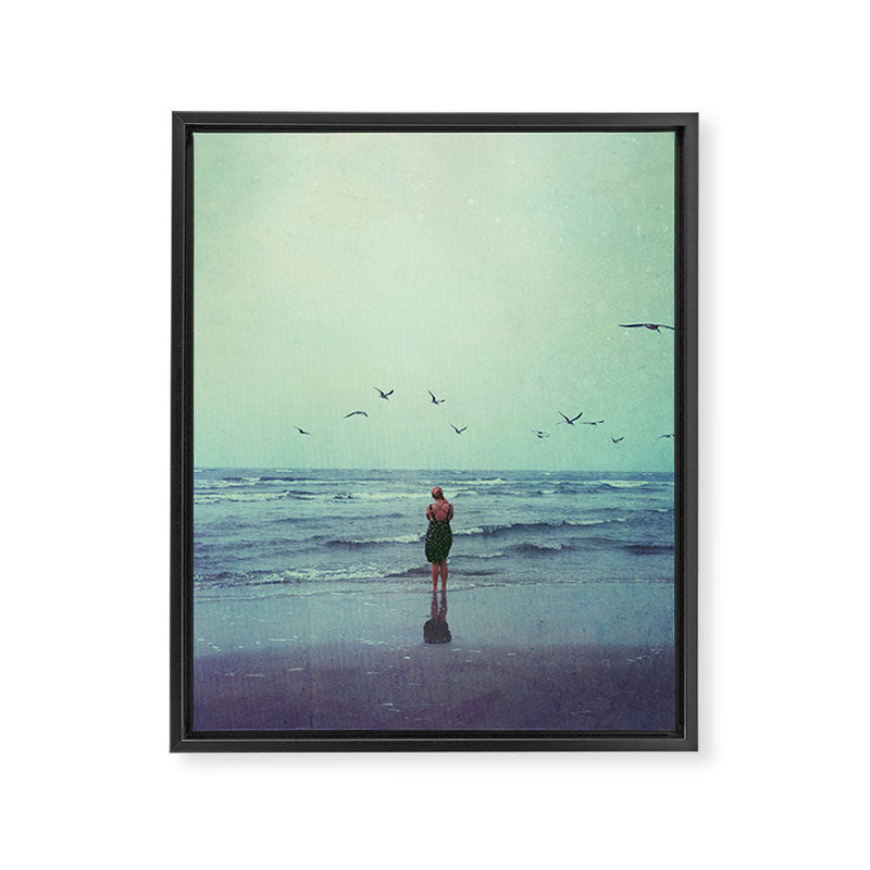 Woman on the Beach Framed Canvas Print Gallery Image 6