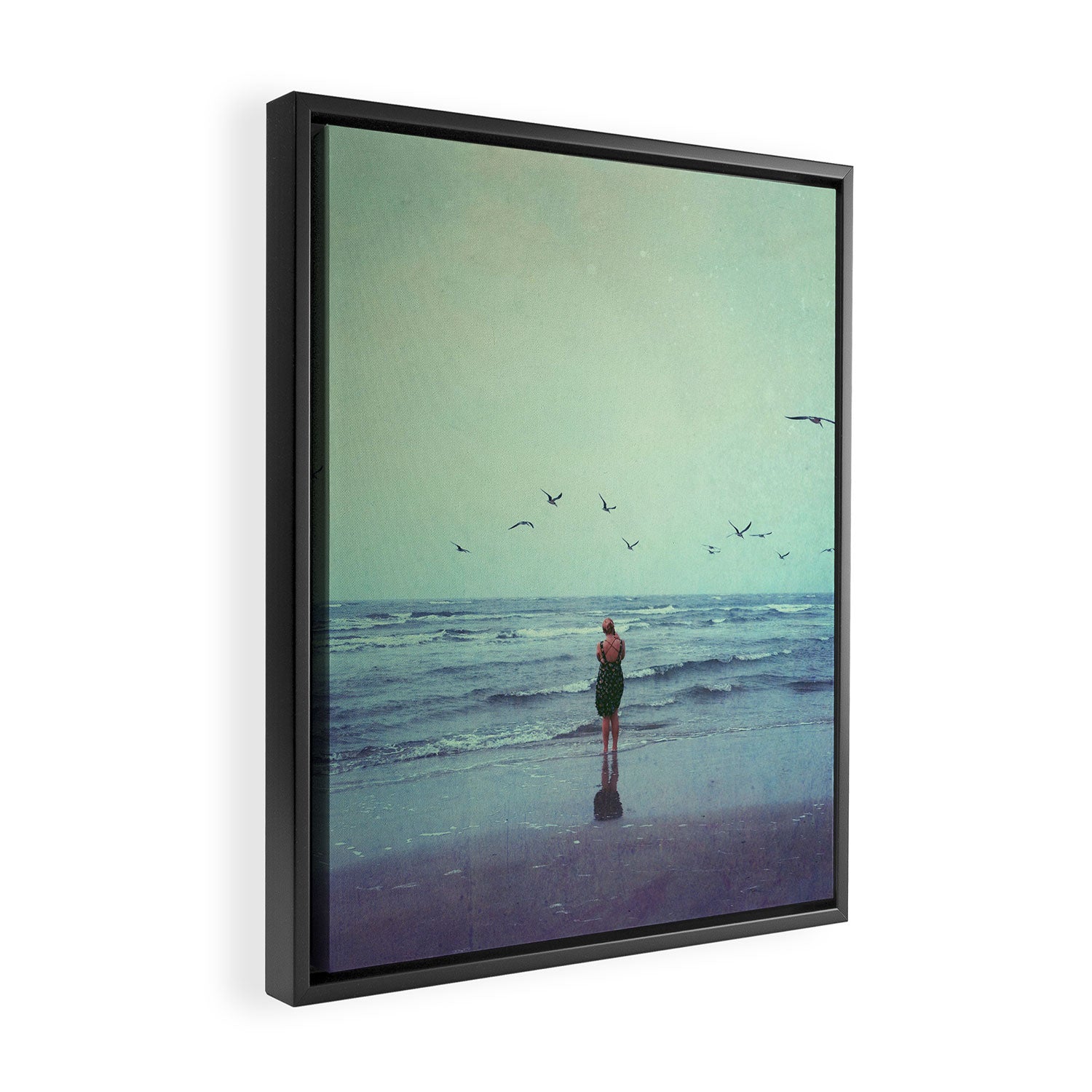 Woman on the Beach Framed Canvas Print Gallery Image 2