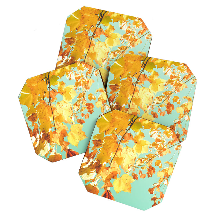 Yellow Leaves - autumn fall color nature photograph Coaster Gallery Image 1