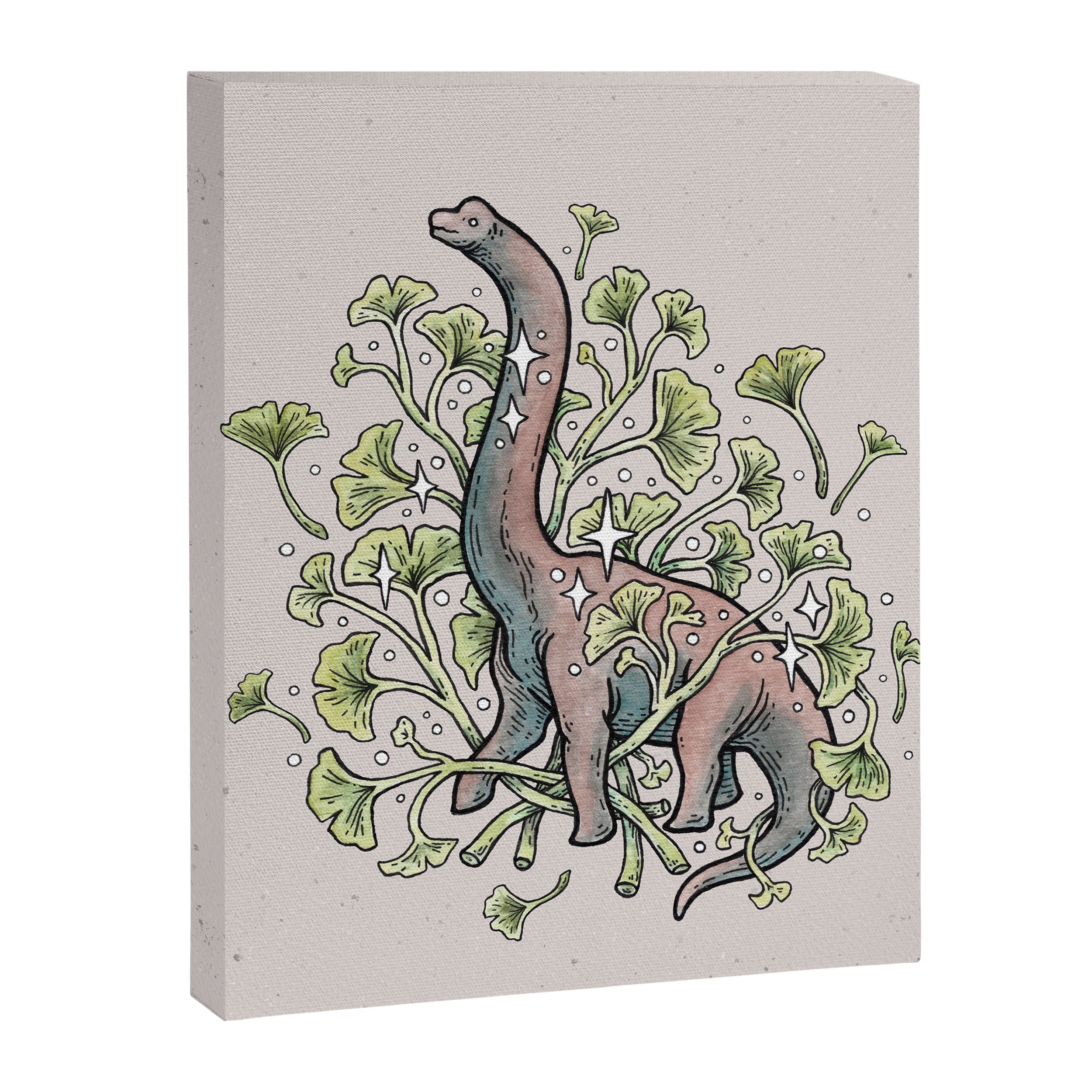 Brachio Ginkgo | Dinosaur Botanical Art Canvas Print Gallery Image 8
