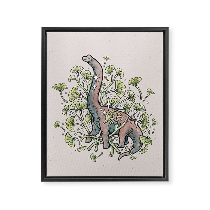 Brachio Ginkgo | Dinosaur Botanical Art Framed Canvas Print Gallery Image 1