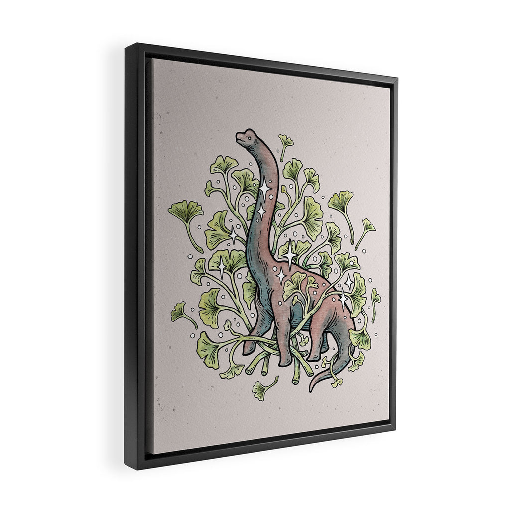 Brachio Ginkgo | Dinosaur Botanical Art Framed Canvas Print Gallery Image 2