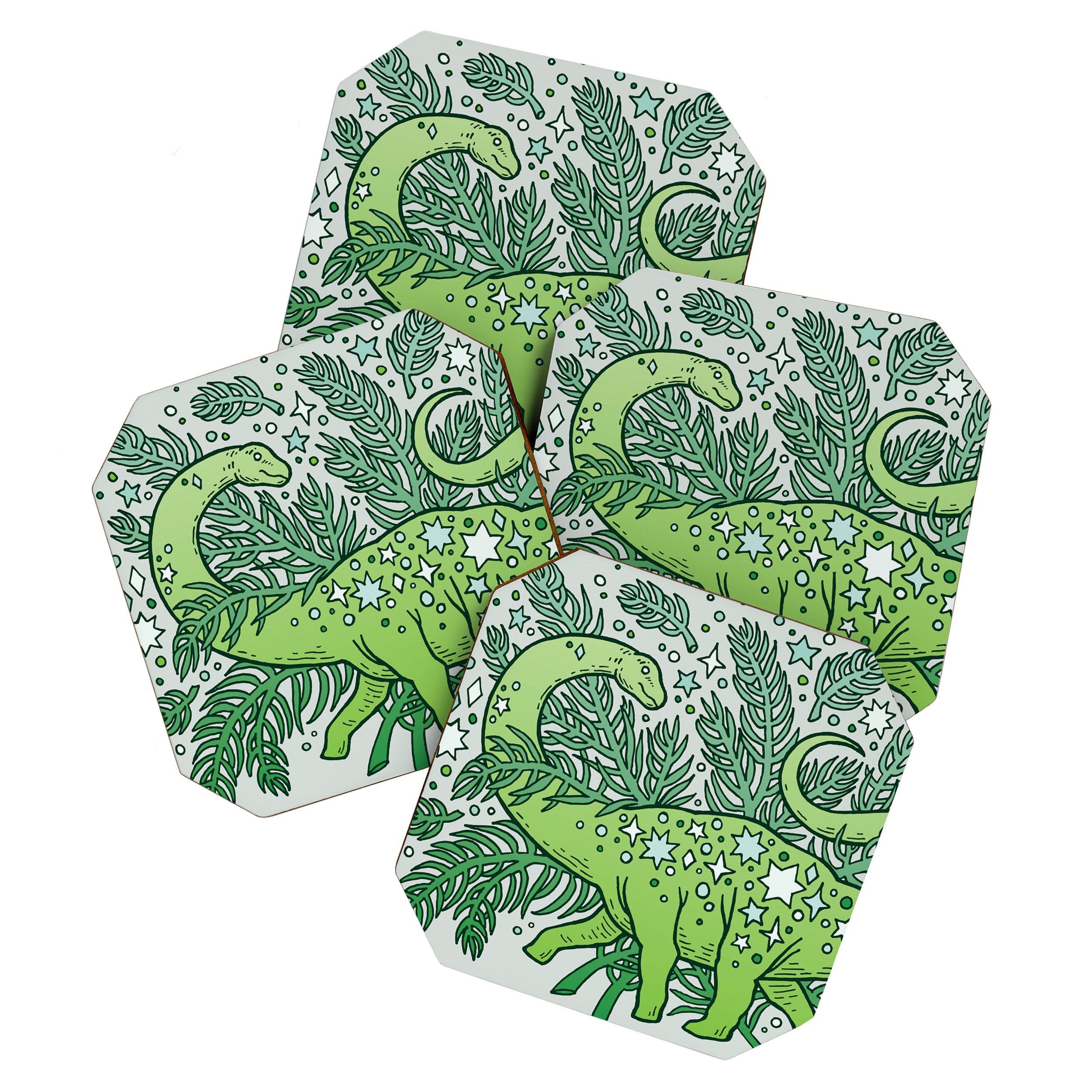 Evergreen Apatosaurus | Dinosaur Cosmic Festive Art Coaster Gallery Image 1