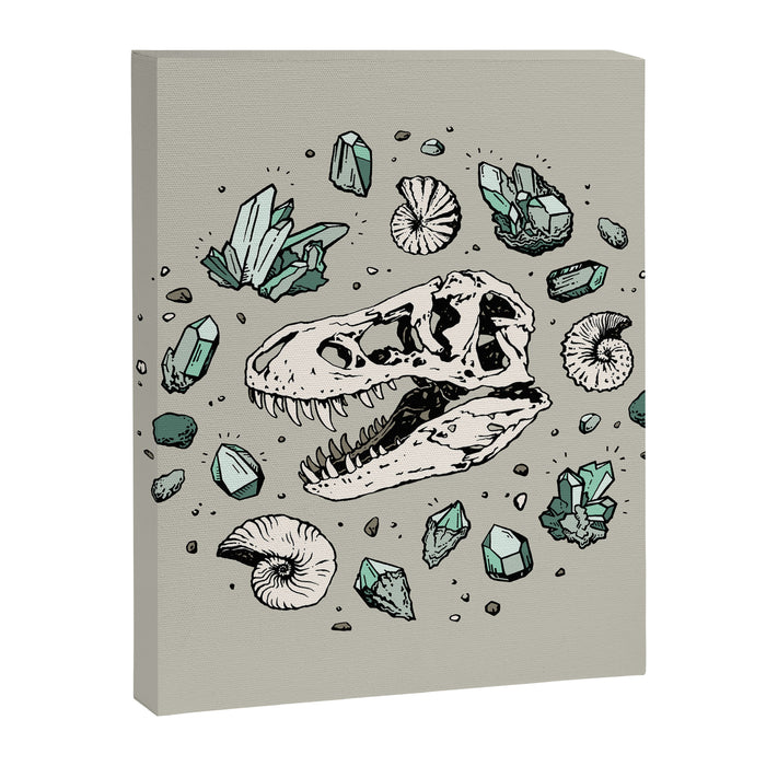 Geo-rex Vortex | Aquamarine | Dinosaur Skull Fossil Art Canvas Print Gallery Image 1