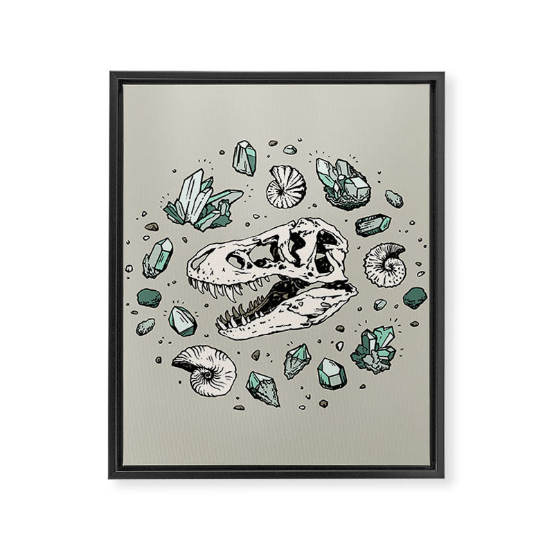 Geo-rex Vortex | Aquamarine | Dinosaur Skull Fossil Art Framed Canvas Print Gallery Image 8