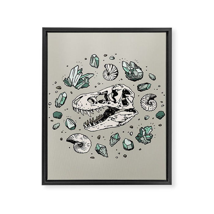 Geo-rex Vortex | Aquamarine | Dinosaur Skull Fossil Art Framed Canvas Print Gallery Image 1