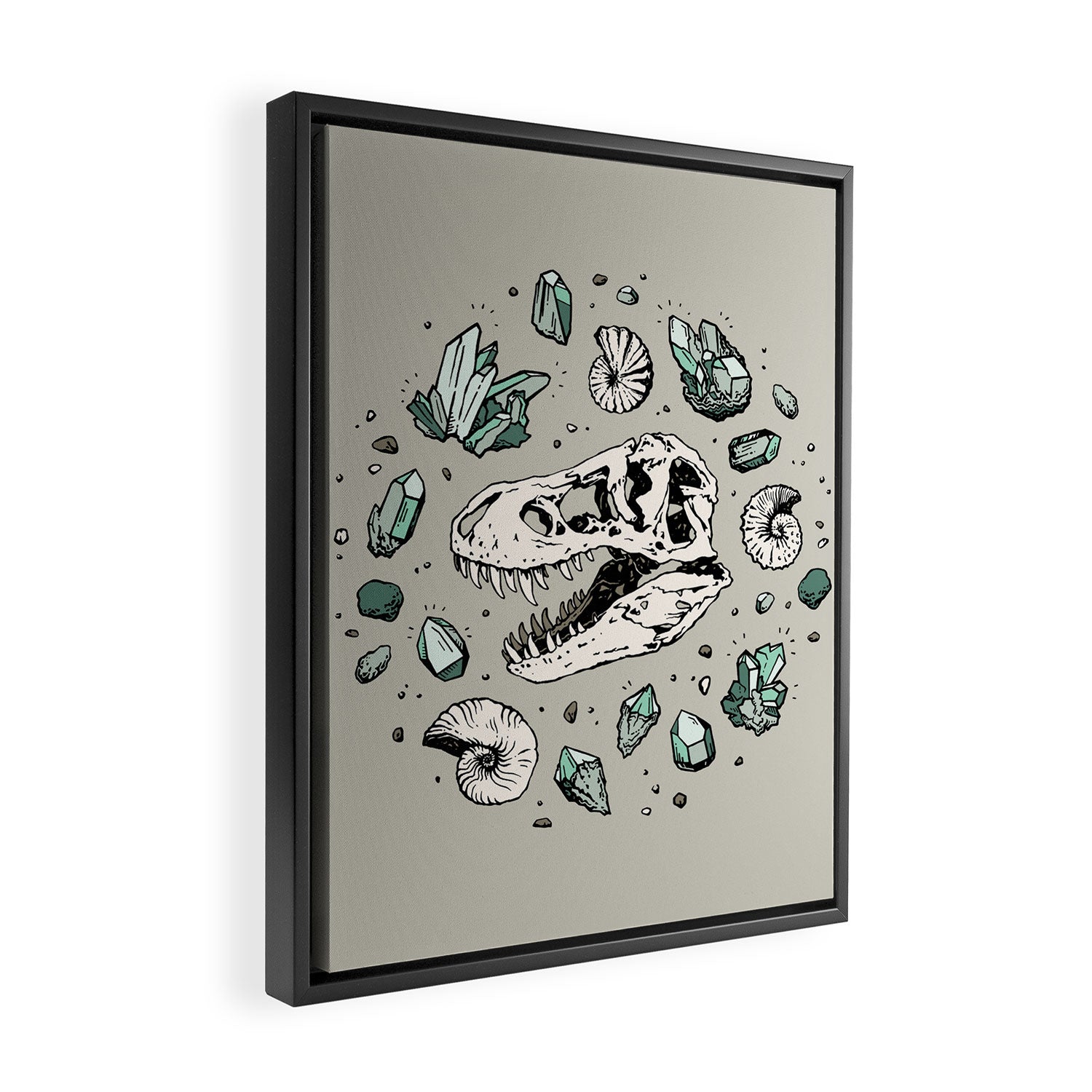 Geo-rex Vortex | Aquamarine | Dinosaur Skull Fossil Art Framed Canvas Print Gallery Image 2