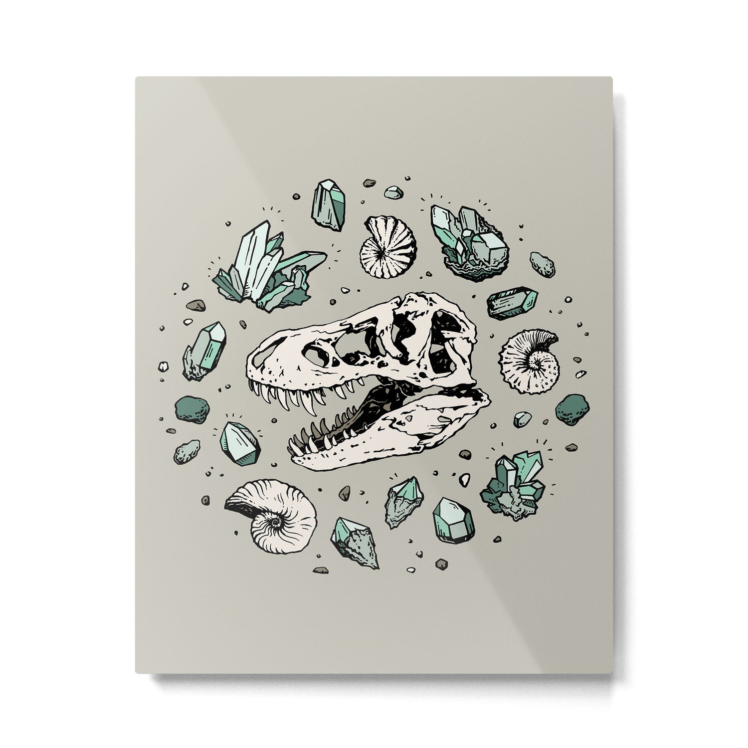 Geo-rex Vortex | Aquamarine | Dinosaur Skull Fossil Art Metal Print Gallery Image 6