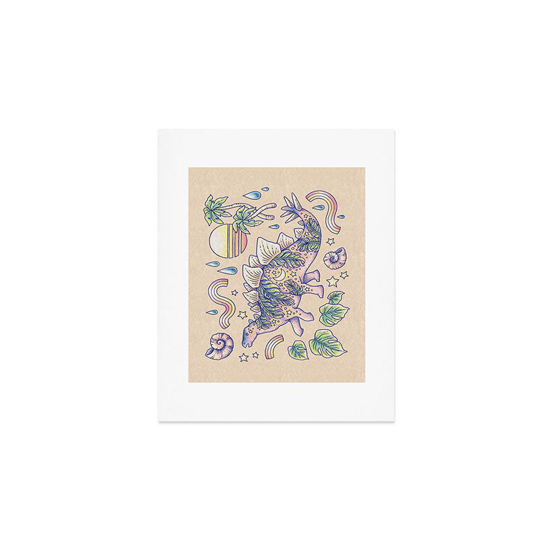  Jurassic Days, Jurassic Nights: Stegosaurus | Dinosaur Tropical Art Art Print Gallery Image 1