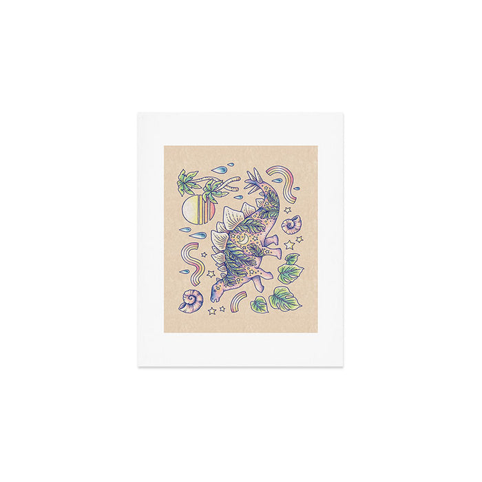  Jurassic Days, Jurassic Nights: Stegosaurus | Dinosaur Tropical Art Art Print Gallery Image 1
