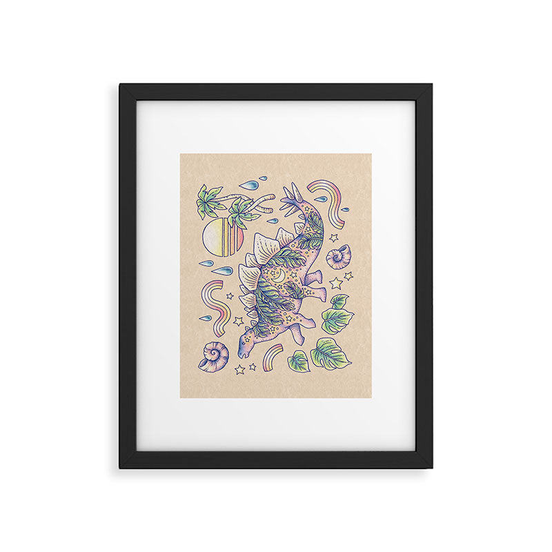  Jurassic Days, Jurassic Nights: Stegosaurus | Dinosaur Tropical Art Framed Art Print Gallery Image 5