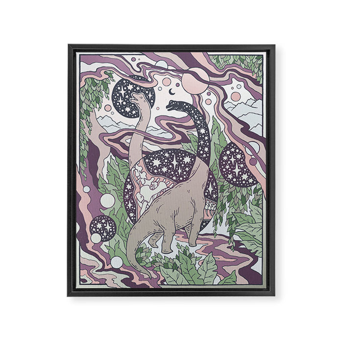 Jurassic Portal | Purple Haze Palette | Dinosaur Science Fiction Art Framed Canvas Print Gallery Image 1