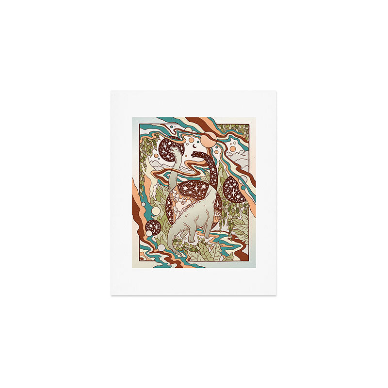 Jurassic Portal | Retro Rainbow Palette | Dinosaur Science Fiction Art Art Print Gallery Image 1