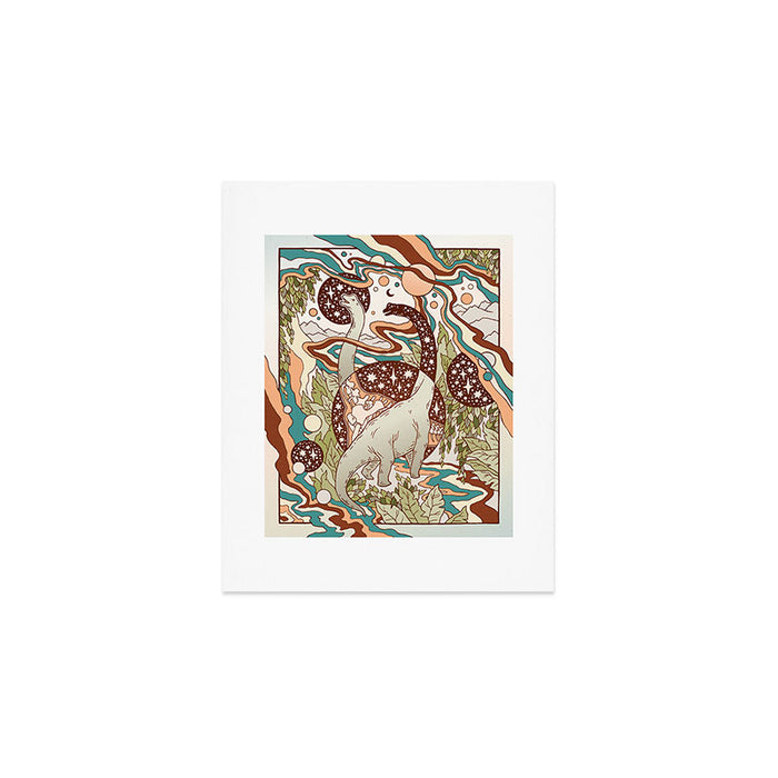 Jurassic Portal | Retro Rainbow Palette | Dinosaur Science Fiction Art Art Print Gallery Image 1