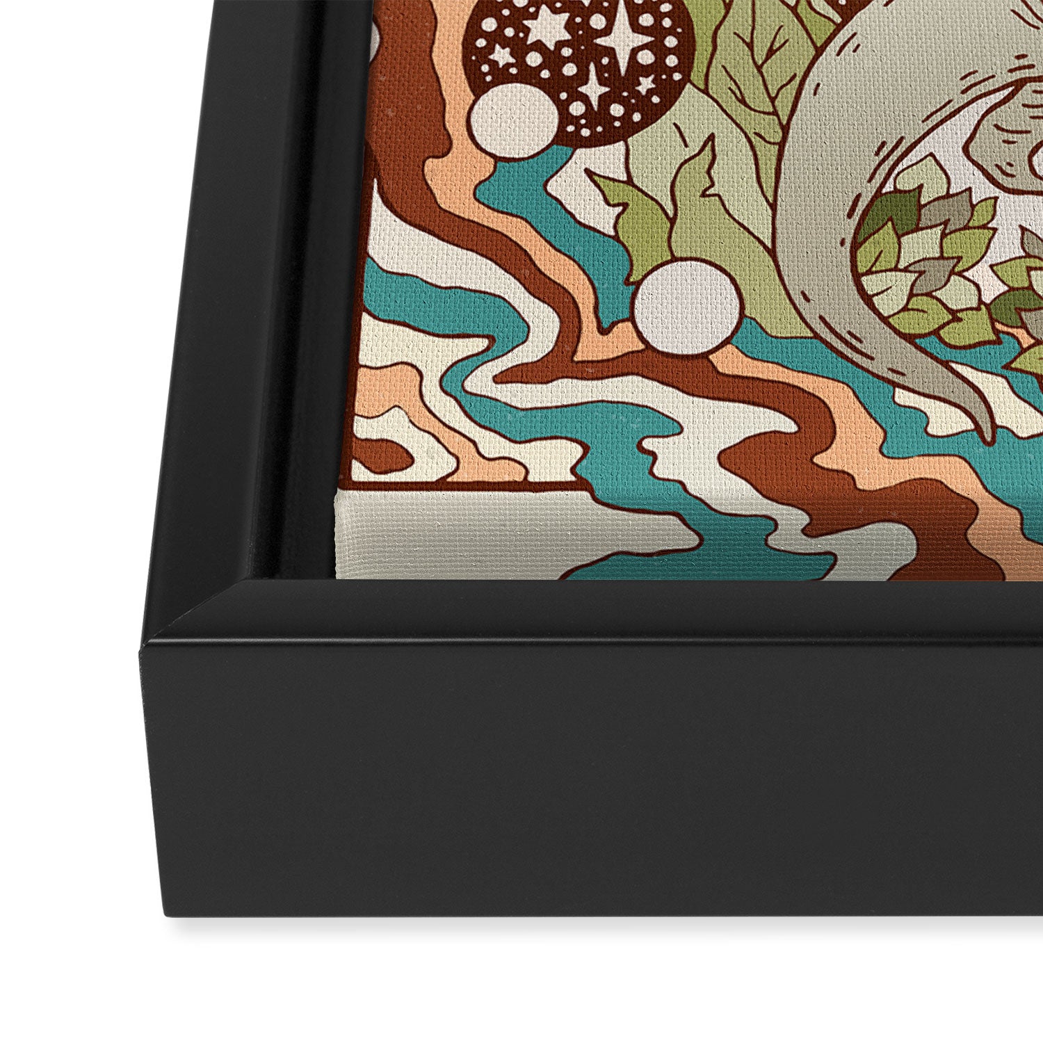 Jurassic Portal | Retro Rainbow Palette | Dinosaur Science Fiction Art Framed Canvas Print Gallery Image 3