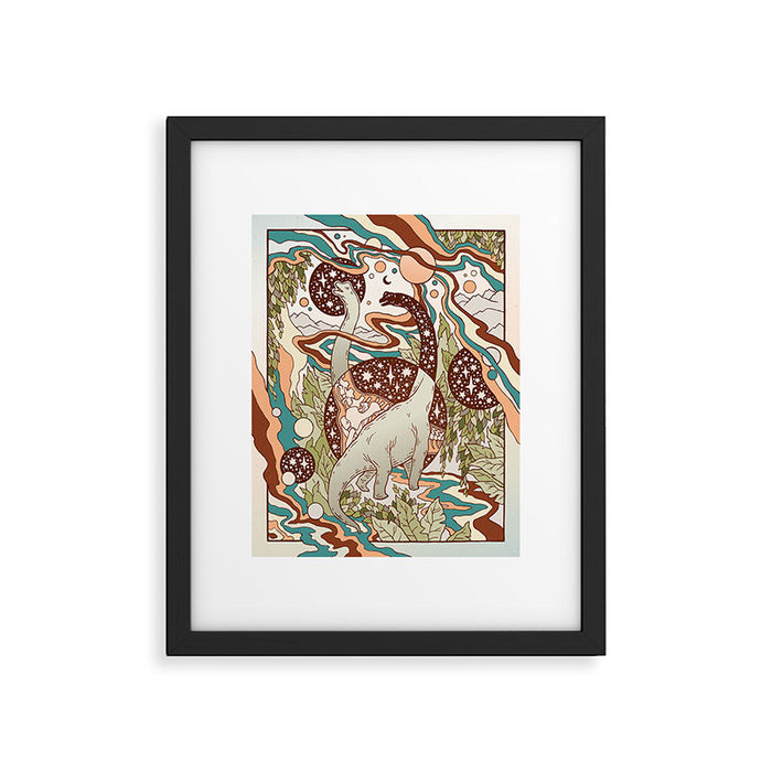 Jurassic Portal | Retro Rainbow Palette | Dinosaur Science Fiction Art Framed Art Print Gallery Image 1
