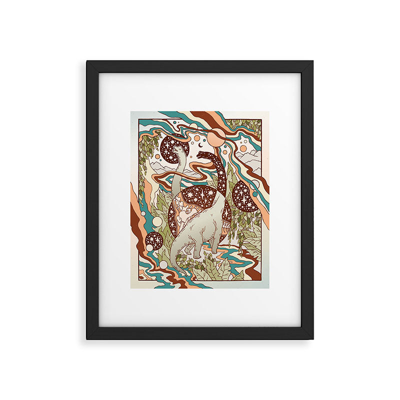 Jurassic Portal | Retro Rainbow Palette | Dinosaur Science Fiction Art Framed Art Print Gallery Image 4