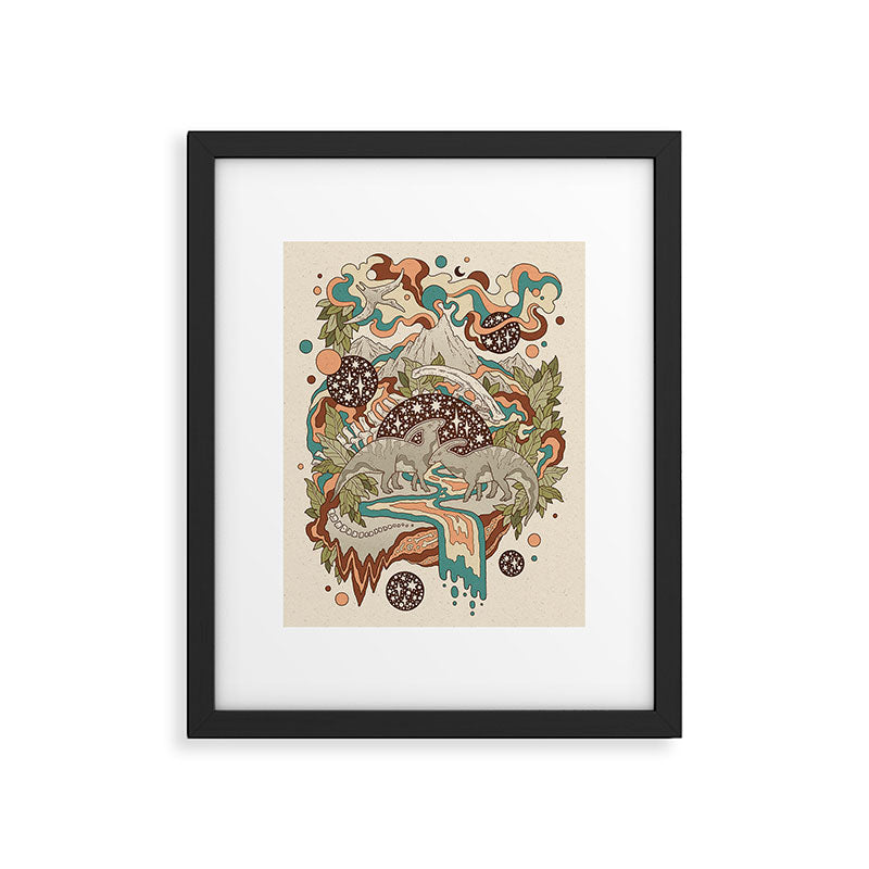 Lost Portal: Parasaurolophus | Retro Rainbow Palette | Dinosaur Science Fiction Art Framed Art Print Gallery Image 5
