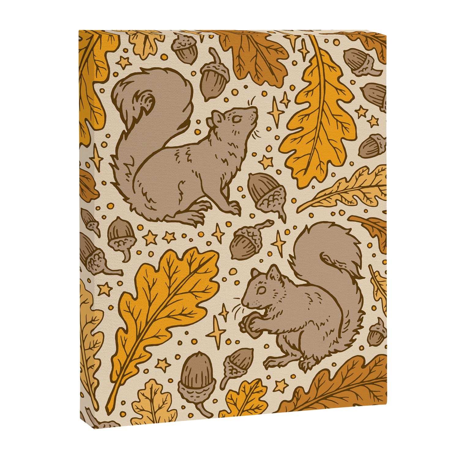 Oak & Squirrels | Autumn Yellows Palette Canvas Print Gallery Image 3