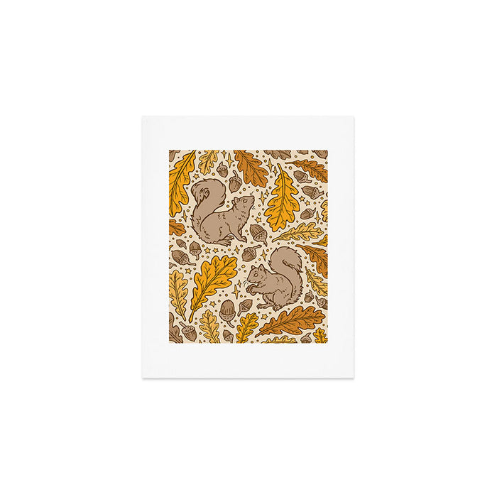 Oak & Squirrels | Autumn Yellows Palette Art Print Gallery Image 1