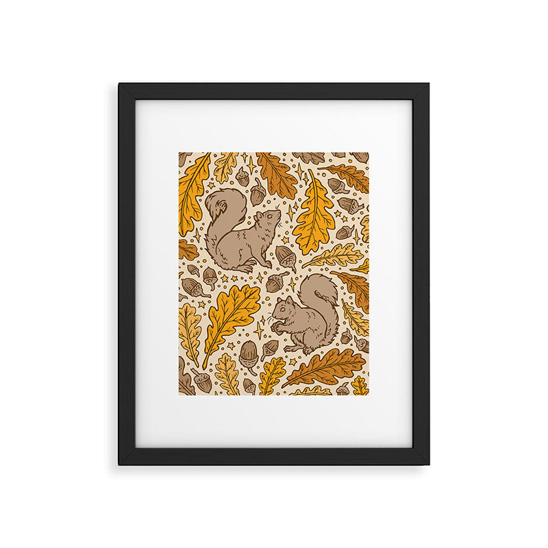 Oak & Squirrels | Autumn Yellows Palette Framed Art Print Gallery Image 4