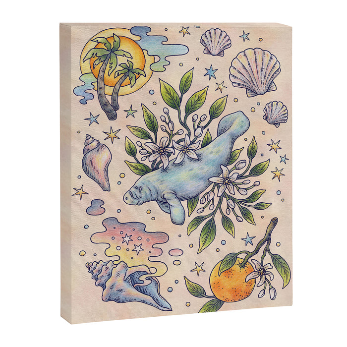 Orange Blossom Manatee | Ocean Nature Art Canvas Print Gallery Image 1