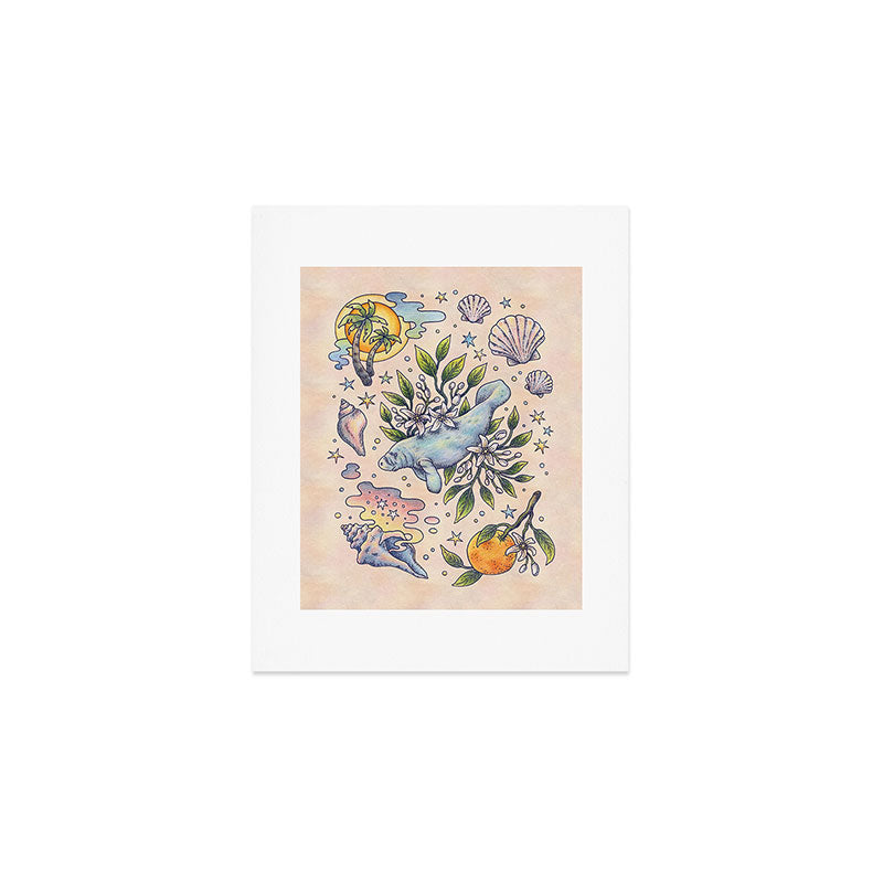 Orange Blossom Manatee | Ocean Nature Art Art Print Gallery Image 1
