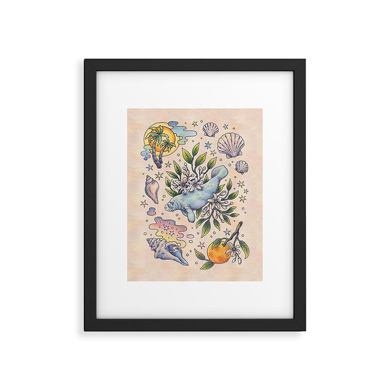 Orange Blossom Manatee | Ocean Nature Art Framed Art Print Gallery Image 5