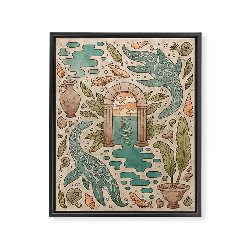 Paradise Panthalassa | Natural History Fantasy Art Framed Canvas Print Gallery Image 6