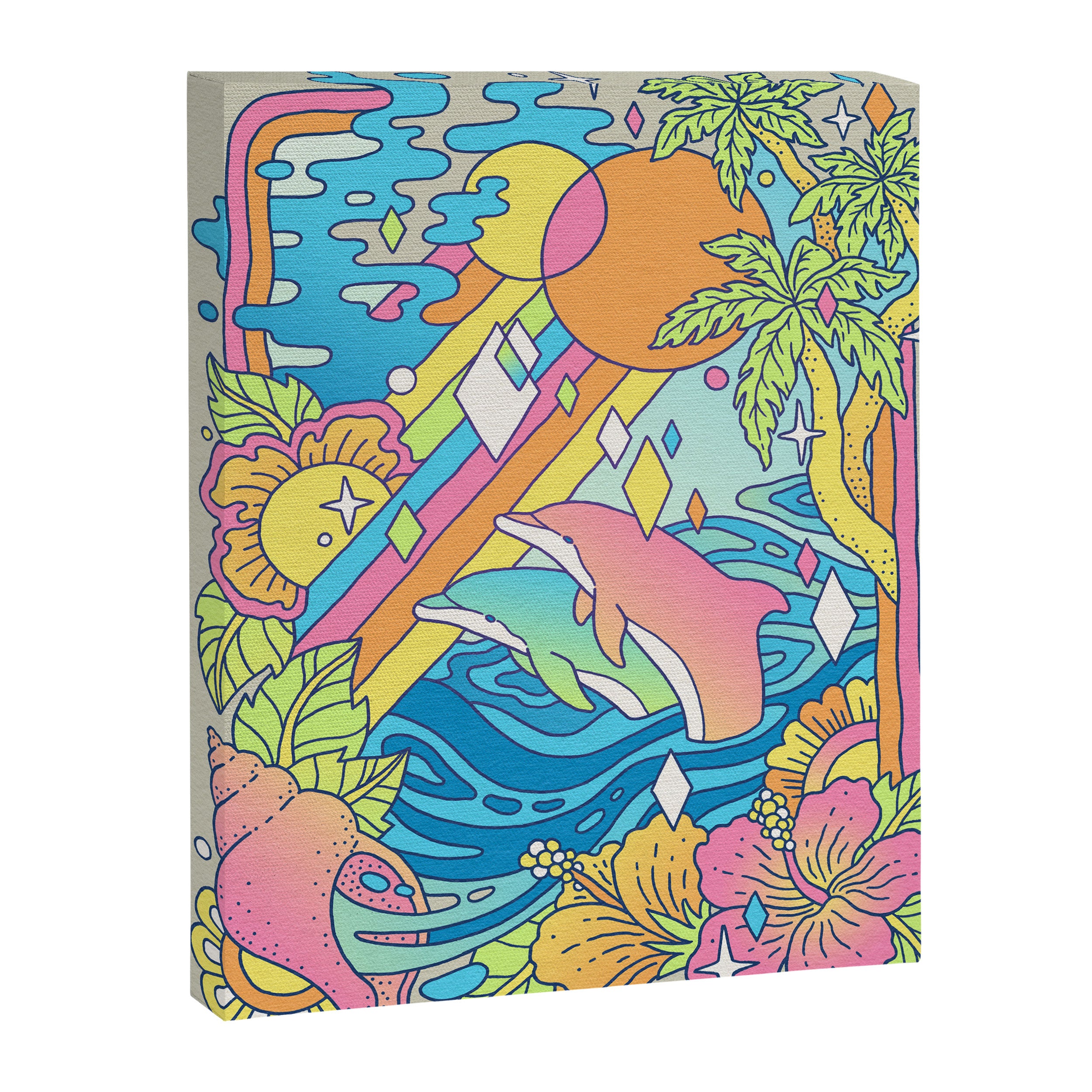 Paradise Visions | Tropical Neon Ocean Escape Canvas Print Gallery Image 6