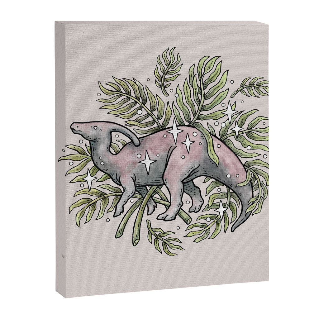 Parasaurolophus & Palms | Dinosaur Botanical Art Canvas Print Gallery Image 8