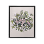 Parasaurolophus & Palms | Dinosaur Botanical Art Framed Canvas Print Gallery Image 3