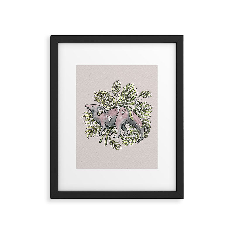 Parasaurolophus & Palms | Dinosaur Botanical Art Framed Art Print Gallery Image 6