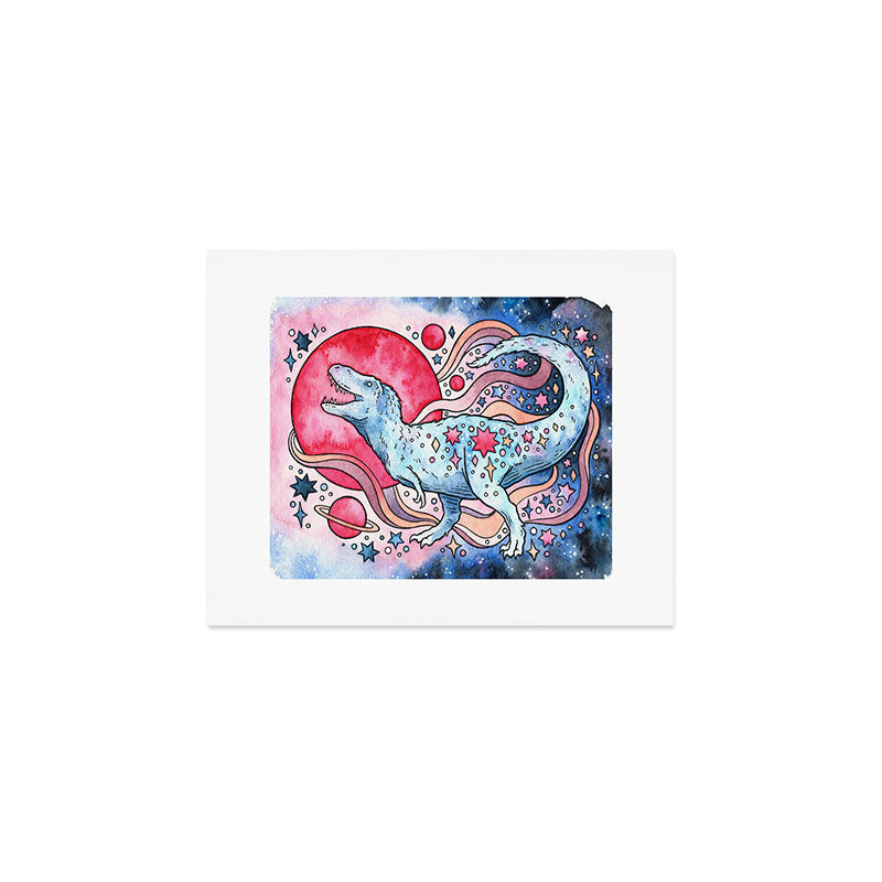 Star Rex | Cosmic Dinosaur Watercolor Art Print Gallery Image 1