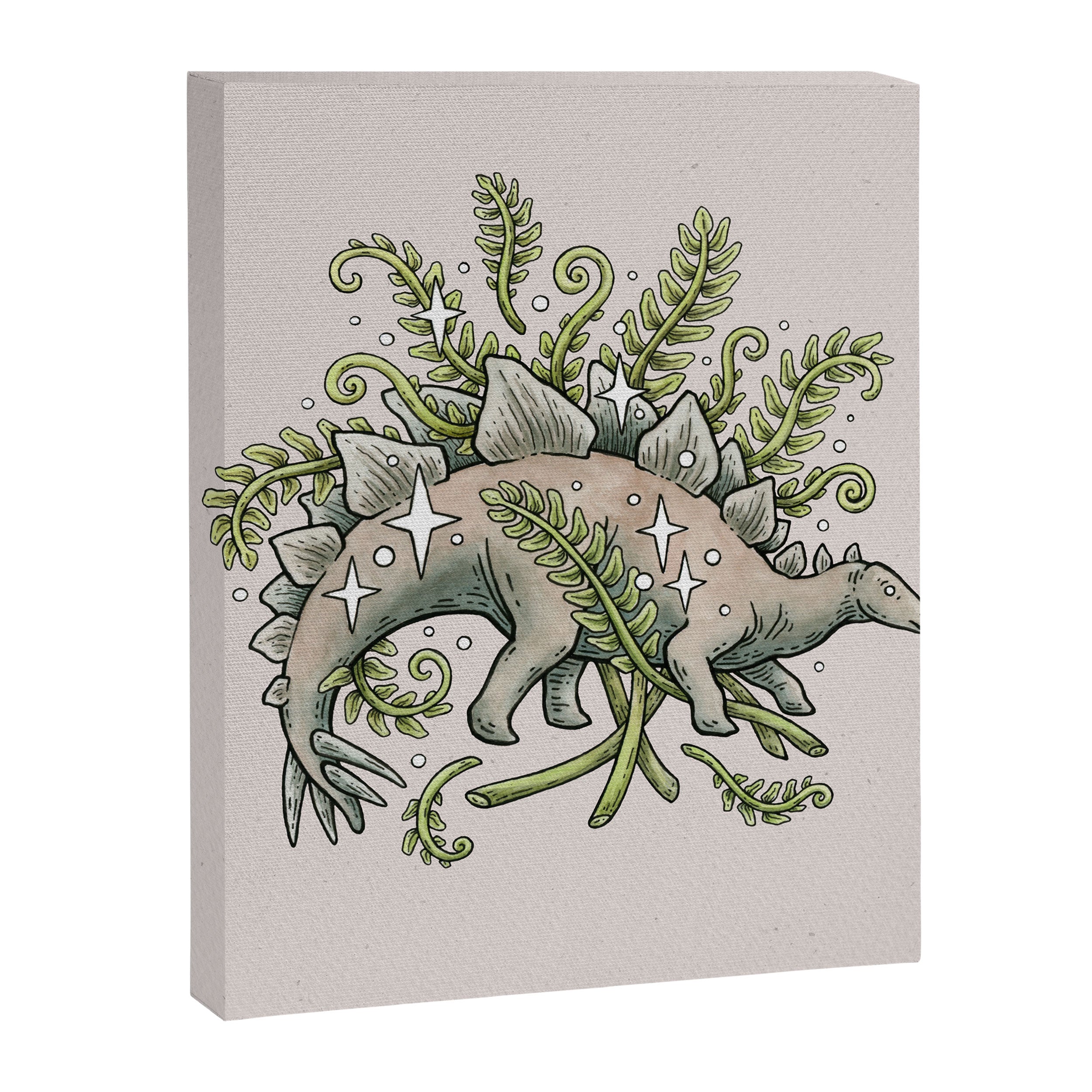 Stegosaurus & Ferns | Dinosaur Botanical Art Canvas Print Gallery Image 8