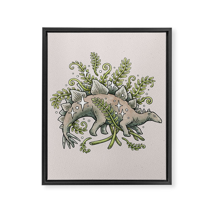 Stegosaurus & Ferns | Dinosaur Botanical Art Framed Canvas Print Gallery Image 1
