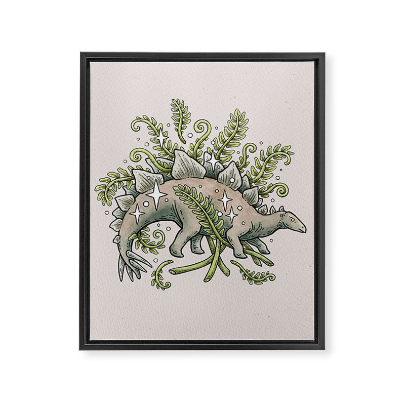 Stegosaurus & Ferns | Dinosaur Botanical Art Framed Canvas Print Gallery Image 8